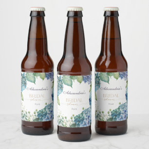 ブルーハイドランジの花嫁歓迎会グッズをカスタマイズ ビールラベル