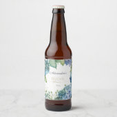 ブルーハイドランジの花嫁歓迎会グッズをカスタマイズ ビールラベル (正面)