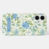 ブルーハイドランジアの水彩モノグラム Case-Mate iPhoneケース (裏面 (横))