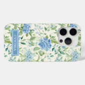 ブルーハイドランジアの水彩モノグラム Case-Mate iPhoneケース (裏面 (横))