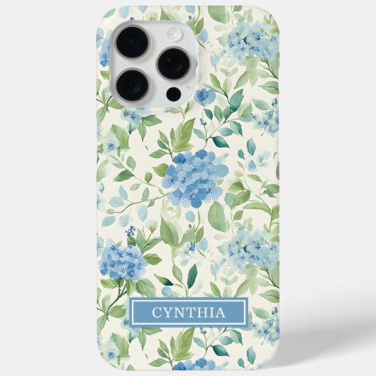 ブルーハイドランジアの水彩モノグラム Case-Mate iPhoneケース (裏面)