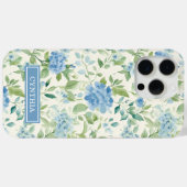 ブルーハイドランジアの水彩モノグラム Case-Mate iPhoneケース (裏面 (横))
