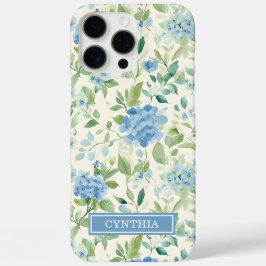 ブルーハイドランジアの水彩モノグラム iPhone 16 PRO MAXケース
