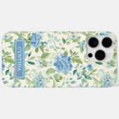 ブルーハイドランジアの水彩モノグラム Case-Mate iPhoneケース (裏面 (横))
