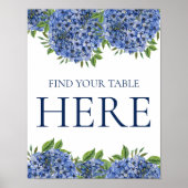 ブルーハイドレンジアの水彩ウェディングFind Your Table ポスター (正面)