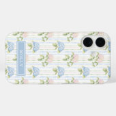 ブルーハイドレンジアの水彩ストライプのオーダーメイド Case-Mate iPhoneケース (裏面 (横))