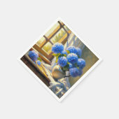 ブルーハイドレンジアの花束 スタンダードカクテルナプキン (角)