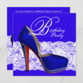 ブルーハイヒール王室のシューバースデーパーティー 招待状 (正面/裏面)