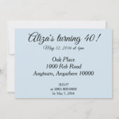 ブルーハイヒール40th誕生日パーティー 招待状 (裏面)