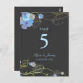 ブルーハイビスカススワローズ結婚フローラのテーブル番号 ポストカード (正面/裏面)