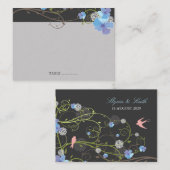 ブルーハイビスカススワール&スワローズ結婚フローラ プレイスカード (正面/裏面)