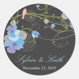 ブルーハイビスカススワール&スワローズ結婚フローラ ラウンドシール