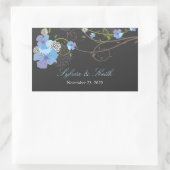 ブルーハイビスカススワール&スワローズ結婚フローラ 長方形シール (バッグ)