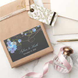 ブルーハイビスカススワール&スワローズ結婚フローラ 長方形シール