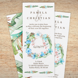 ブルーハイビスカストロピカルフローラリース招待状 招待状