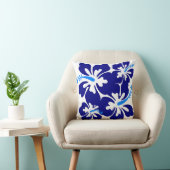 ブルーハイビスカスパターン クッション (椅子)