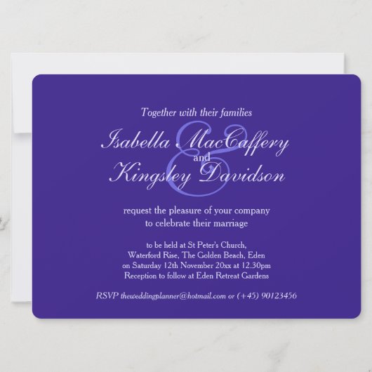 ブルーハイビスカスフラワー結婚式招待状 招待状 (裏面)