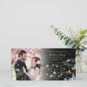 ブルーハイビスカス&スワローズシック結婚フローラの写真 サンキューカード (スタンド正面)