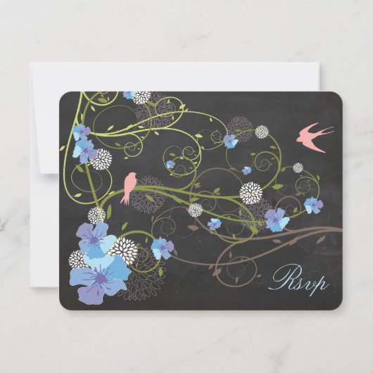 ブルーハイビスカス&スワローズフローラ結婚シャルボードズ 出欠カード (裏面)