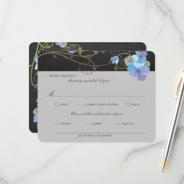 ブルーハイビスカス&スワローズフローラ結婚シャルボードズ 出欠カード