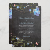 ブルーハイビスカス&スワローズフローラ結婚シャルボードズ 招待状 (正面/裏面)