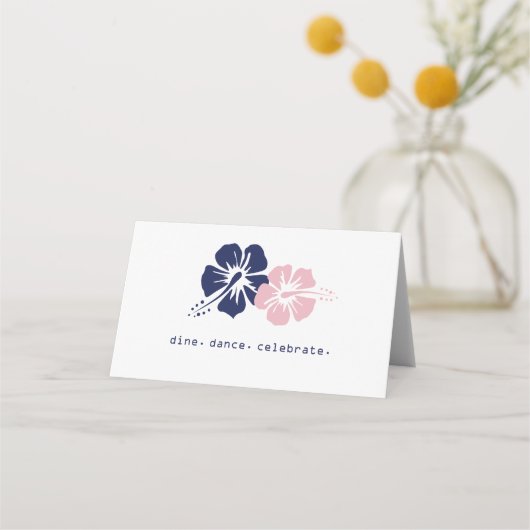 ブルーハイビスカス&ピンクエアラインチケットゲストシーティング プレイスカード (裏面)