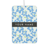 ブルーハイビスカス、ブルーフラワーズ、お名前 カーエアーフレッシュナー (正面)