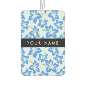 ブルーハイビスカス、ブルーフラワーズ、お名前 カーエアーフレッシュナー (裏面)