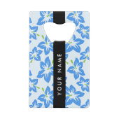 ブルーハイビスカス、ブルーフラワーズ、お名前 クレジットカード栓抜き (正面)