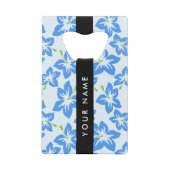 ブルーハイビスカス、ブルーフラワーズ、お名前 クレジットカード栓抜き (裏面)
