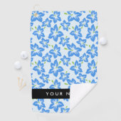 ブルーハイビスカス、ブルーフラワーズ、お名前 ゴルフタオル (インサイチュ)