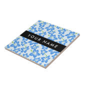 ブルーハイビスカス、ブルーフラワーズ、お名前 タイル (側面)