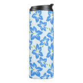 ブルーハイビスカス、ブルーフラワーズ、お名前 タンブラー (回転左)