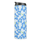 ブルーハイビスカス、ブルーフラワーズ、お名前 タンブラー (回転右)