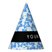 ブルーハイビスカス、ブルーフラワーズ、お名前 パーティーハット (左)