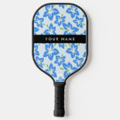 ブルーハイビスカス、ブルーフラワーズ、お名前 ピックルボールラケット (裏面)