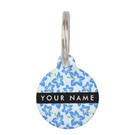 ブルーハイビスカス、ブルーフラワーズ、お名前 ペット　ネームタグ