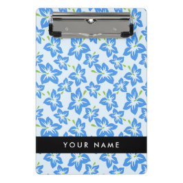 ブルーハイビスカス、ブルーフラワーズ、お名前 ミニクリップボード