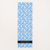 ブルーハイビスカス、ブルーフラワーズ、お名前 ヨガマット (正面)