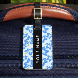 ブルーハイビスカス、ブルーフラワーズ、お名前 ラゲッジタグ
