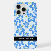 ブルーハイビスカス、ブルーフラワーズ、お名前 iPhoneケース (裏面)