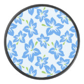 ブルーハイビスカス、ブルーフラワー、花のパターン アイスホッケーパック (正面)