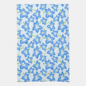ブルーハイビスカス、ブルーフラワー、花のパターン キッチンタオル (縦)