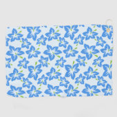 ブルーハイビスカス、ブルーフラワー、花のパターン ゴルフタオル (横)