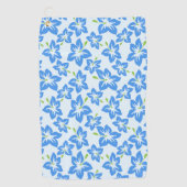 ブルーハイビスカス、ブルーフラワー、花のパターン ゴルフタオル (正面)