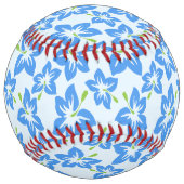 ブルーハイビスカス、ブルーフラワー、花のパターン ソフトボール (裏面)