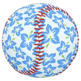 ブルーハイビスカス、ブルーフラワー、花のパターン ソフトボール