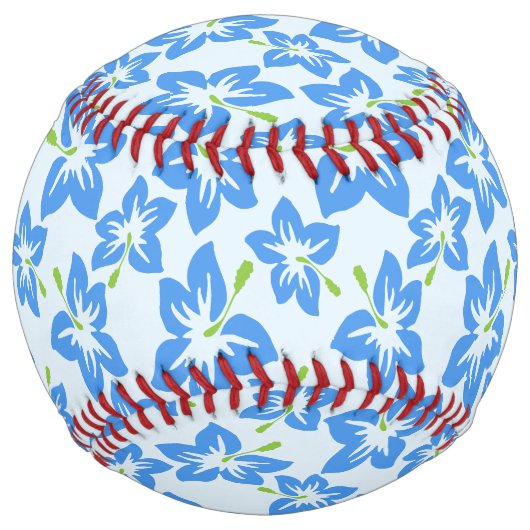 ブルーハイビスカス、ブルーフラワー、花のパターン ソフトボール (正面)