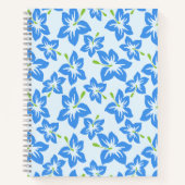 ブルーハイビスカス、ブルーフラワー、花のパターン ノートブック (正面)