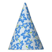 ブルーハイビスカス、ブルーフラワー、花のパターン パーティーハット (右)